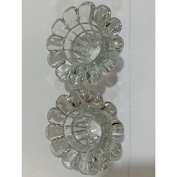 Vtg Darby Clear Crystal Candleholder Candlestick Holder Taper Flower Shaped NOS - Picture 4 of 14